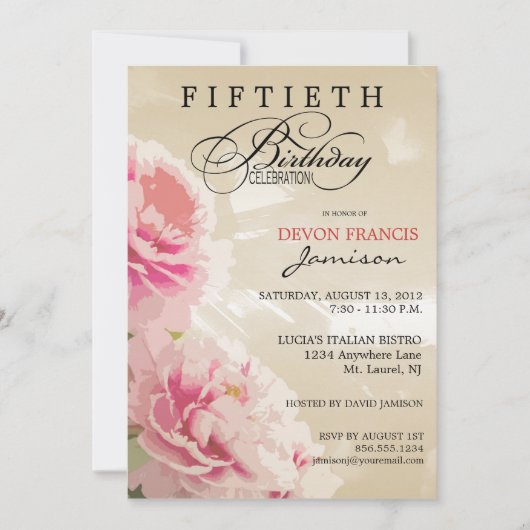 Invitation à la fête du 50e anniversaire de la flo (Devant)