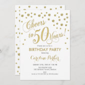 Invitation à la fête du 50e anniversaire - Gold Wh (Devant / Derrière)