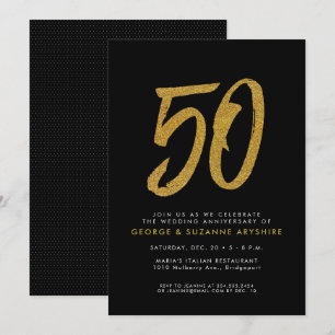 Invitation à la fête du 50e anniversaire noir et o
