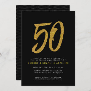 Invitation à la fête du 50e anniversaire noir et o