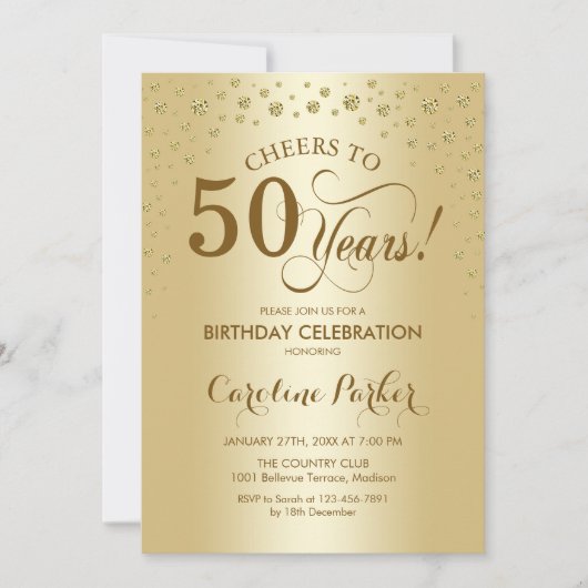 Invitation à la fête du 50e anniversaire - Or (Devant)