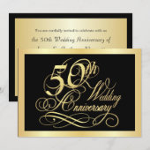 Invitation à la fête du 50e anniversaire - Or et n (Devant / Derrière)