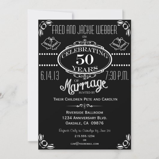 Invitation à la fête du 50e anniversaire sur table (Devant)