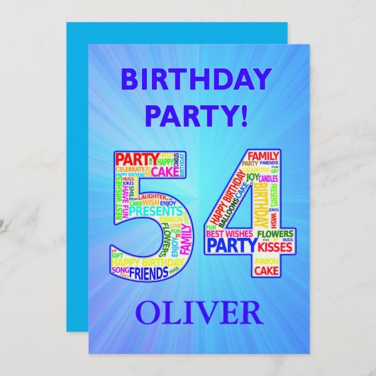 Invitation à la fête du 55e anniversaire Ajouter u (Devant / Derrière)