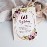 invitation à la fête du 60e anniversaire de florai<br><div class="desc">Un joli design à thème fleuri avec une belle fleur d'aquarelle d'automne violet. Le texte et les couleurs peuvent être personnalisés.</div>