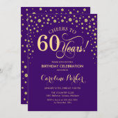 Invitation à la fête du 60e anniversaire - Gold Pu (Devant / Derrière)