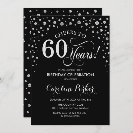 Invitation à la fête du 60e anniversaire - Noir d' (Devant / Derrière)