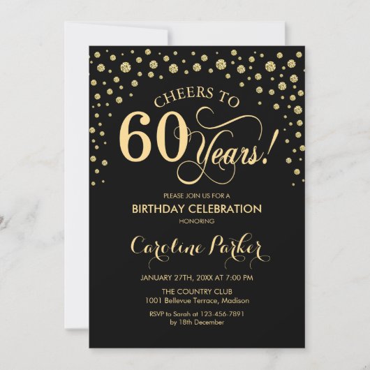 Invitation à la fête du 60e anniversaire - Noir d' (Devant)