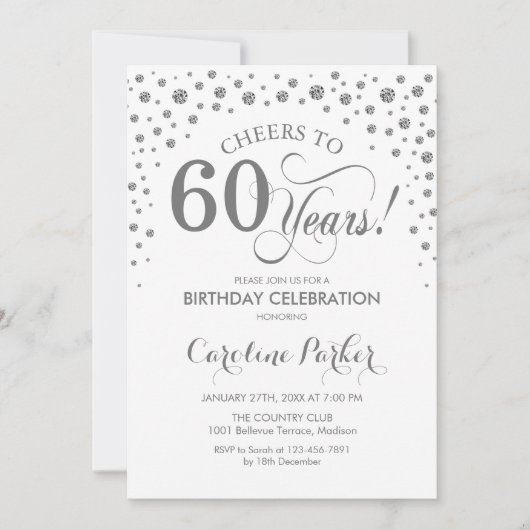 Invitation à la fête du 60e anniversaire - Silver  (Devant)