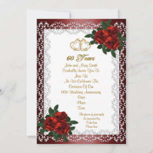 Invitation à la fête du 60ème anniversaire roses r
