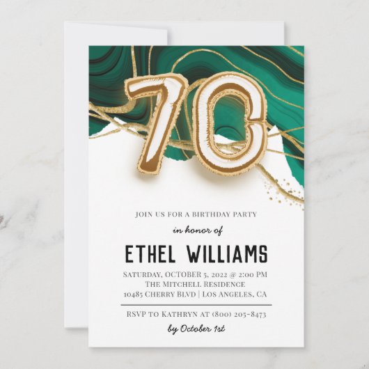 Invitation à la fête du 70e anniversaire (Devant)