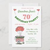 Invitation à la fête du 70e anniversaire - Coeurs  (Devant)