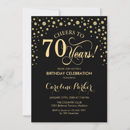 Invitation à la fête du 70e anniversaire - Gold Bl (Devant)
