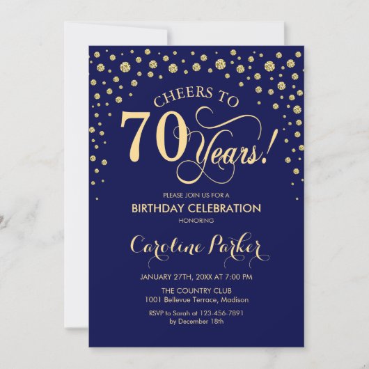 Invitation à la fête du 70e anniversaire - Gold Na (Devant)