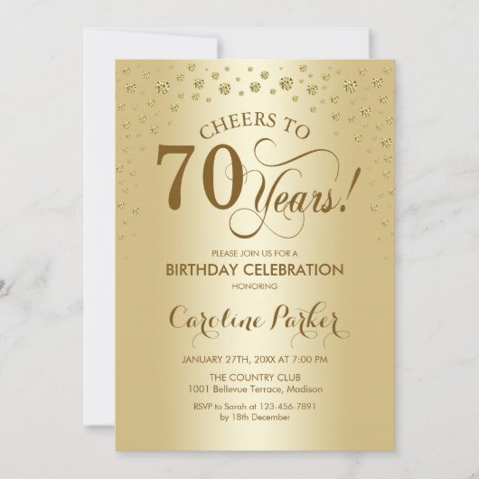 Invitation à la fête du 70e anniversaire - Or (Devant)