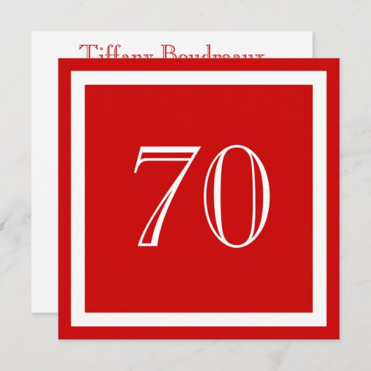 Invitation à la fête du 70e anniversaire - Rouge (Devant / Derrière)