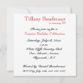 Invitation à la fête du 70e anniversaire - Rouge (Dos)