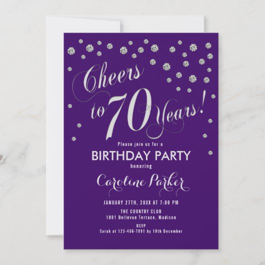 Invitation à la fête du 70e anniversaire - Silver  (Devant)