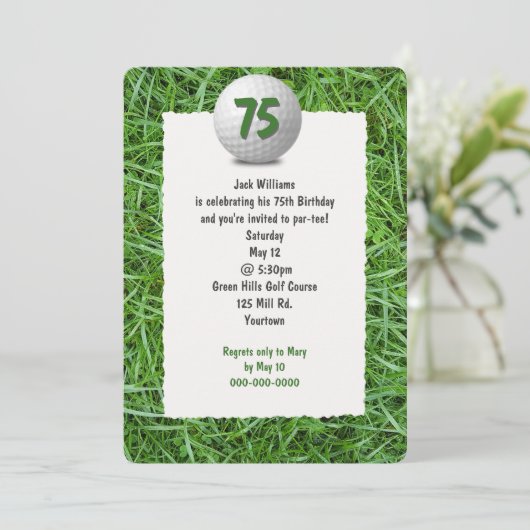 Invitation à la fête du 75e anniversaire de Golfer (Debout devant)