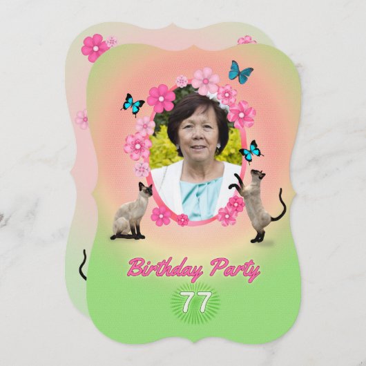 Invitation à la fête du 77e anniversaire (Devant / Derrière)