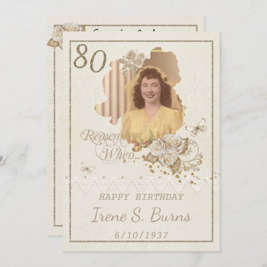 Invitation à la fête du 80e anniversaire (Devant / Derrière)