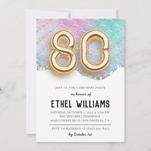 Invitation à la fête du 80e anniversaire (Devant)