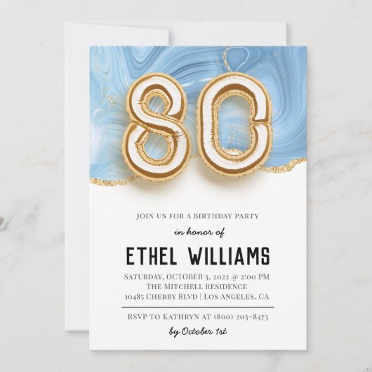 Invitation à la fête du 80e anniversaire (Devant)
