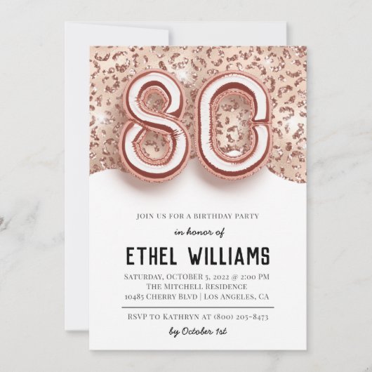 Invitation à la fête du 80e anniversaire (Devant)