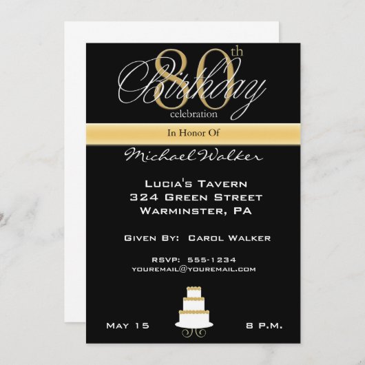 Invitation à la fête du 80e anniversaire (Devant / Derrière)