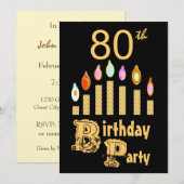 Invitation à la fête du 80e anniversaire - GOLD (Devant / Derrière)