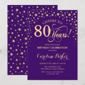Invitation à la fête du 80e anniversaire - Gold Pu (Devant / Derrière)