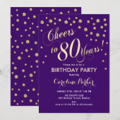 Invitation à la fête du 80e anniversaire - Gold Pu (Devant / Derrière)
