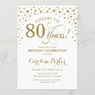 Invitation à la fête du 80e anniversaire - Gold Wh