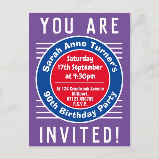 Invitation à la fête du 90e anniversaire (Devant)