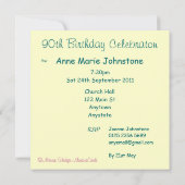 Invitation à la fête du 90e anniversaire - Calla l (Dos)