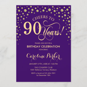 Invitation à la fête du 90e anniversaire - Gold Pu