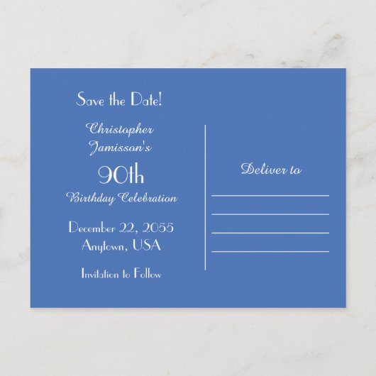 Invitation à la fête du 90e anniversaire, Réservez (Dos)