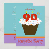 Invitation à la fête du 90e anniversaire Surprise (Devant / Derrière)