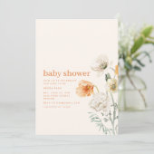 Invitation à la fête du Baby shower Floral Orange  (Debout devant)