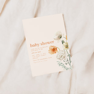 Invitation à la fête du Baby shower Floral Orange