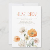 Invitation à la fête du Baby shower Floral Orange  (Devant)
