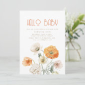 Invitation à la fête du Baby shower Floral Orange  (Debout devant)