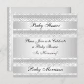 Invitation à la fête du Baby shower sucré blanc (Devant / Derrière)