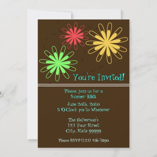 Invitation à la fête du barbecue d'été (Devant)