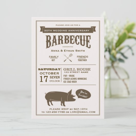Invitation à la fête du barbecue Mariage (Debout devant)