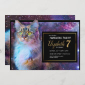 Invitation à la fête du chat violet spatial (Devant / Derrière)