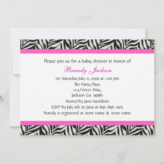 Invitation à la fête du Cheval de Zebra (Dos)