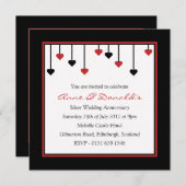 Invitation à la fête du coeur noir et rouge (Devant / Derrière)