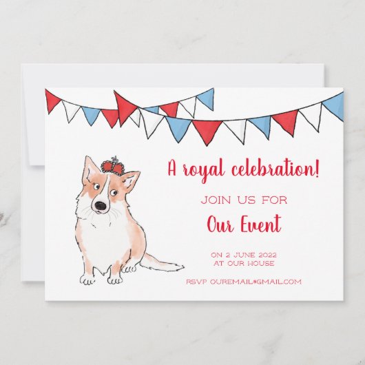 Invitation à la fête du corgi royal (Devant)