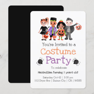 Invitation à la fête du costume d'anniversaire d'H